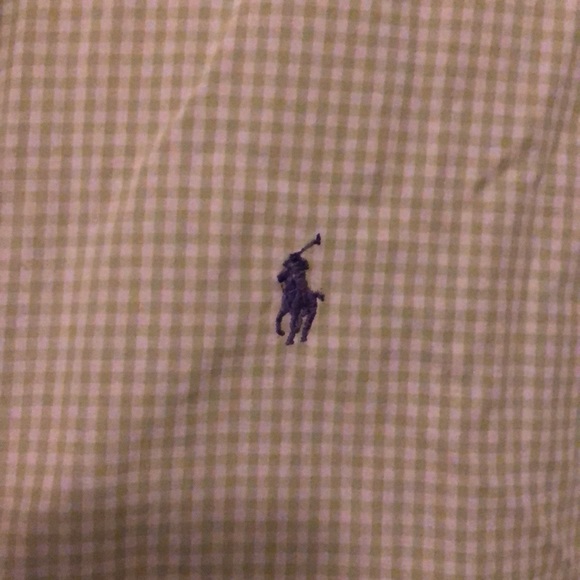 Light green plaid polo button down - Picture 3 of 3